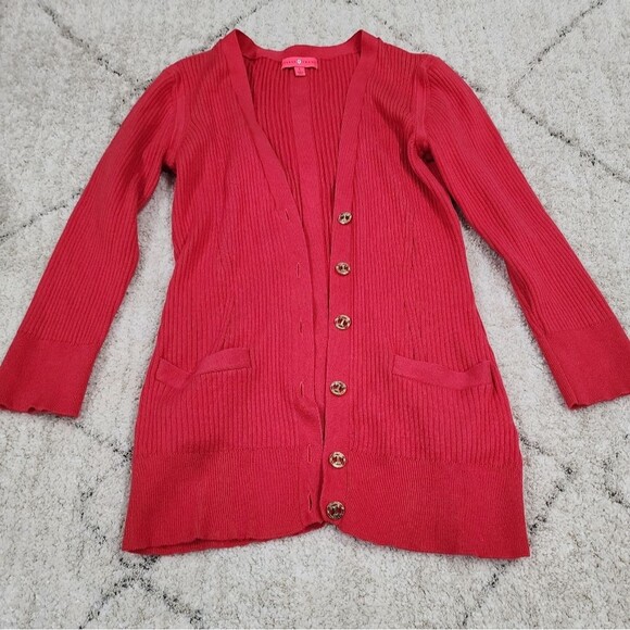 Ivanka Trump coral cardigan size Small Feminine Money Silhouette Enhacer Glam - Picture 1 of 11